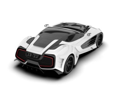 Beyaz arka planda izole edilmiş beyaz spor araba. 3d görüntüleme - illüstrasyon