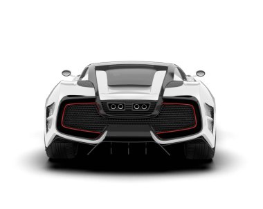 Beyaz arka planda izole edilmiş beyaz spor araba. 3d görüntüleme - illüstrasyon