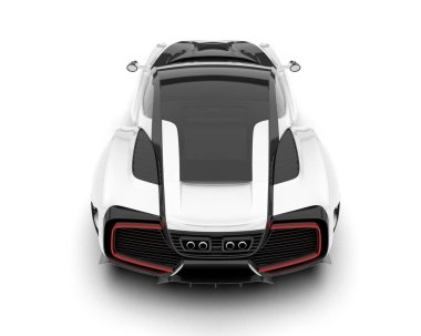 Beyaz arka planda izole edilmiş beyaz spor araba. 3d görüntüleme - illüstrasyon