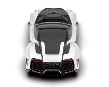 Beyaz arka planda izole edilmiş beyaz spor araba. 3d görüntüleme - illüstrasyon