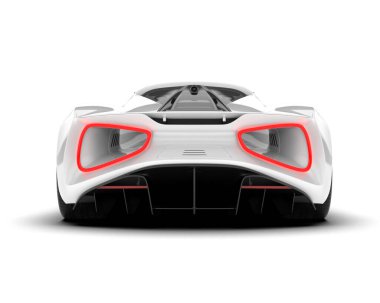 Beyaz arka planda izole edilmiş beyaz spor araba. 3d görüntüleme - illüstrasyon