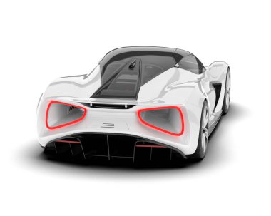 Beyaz arka planda izole edilmiş beyaz spor araba. 3d görüntüleme - illüstrasyon