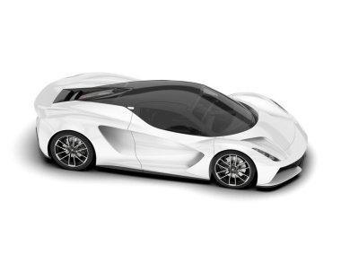 Beyaz arka planda izole edilmiş beyaz spor araba. 3d görüntüleme - illüstrasyon