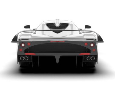 Beyaz arka planda izole edilmiş beyaz spor araba. 3d görüntüleme - illüstrasyon