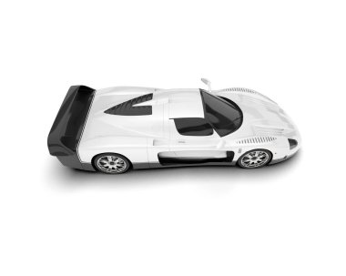 Beyaz arka planda izole edilmiş beyaz spor araba. 3d görüntüleme - illüstrasyon