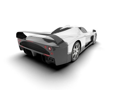 Beyaz arka planda izole edilmiş beyaz spor araba. 3d görüntüleme - illüstrasyon