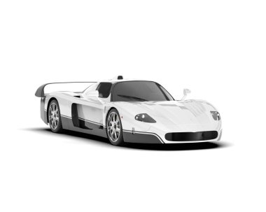 Beyaz arka planda izole edilmiş beyaz spor araba. 3d görüntüleme - illüstrasyon