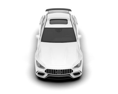 Beyaz arka planda izole edilmiş beyaz spor araba. 3d görüntüleme - illüstrasyon