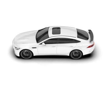 Beyaz arka planda izole edilmiş beyaz spor araba. 3d görüntüleme - illüstrasyon