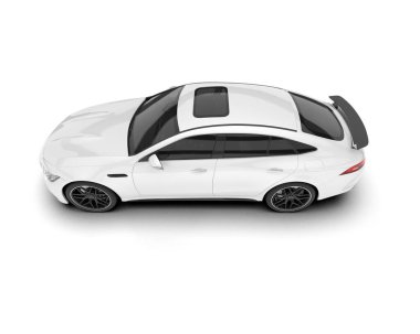 Beyaz arka planda izole edilmiş beyaz spor araba. 3d görüntüleme - illüstrasyon