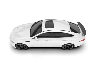 Beyaz arka planda izole edilmiş beyaz spor araba. 3d görüntüleme - illüstrasyon