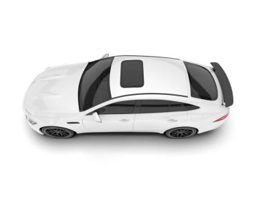 Beyaz arka planda izole edilmiş beyaz spor araba. 3d görüntüleme - illüstrasyon