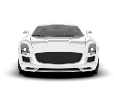 Beyaz arka planda izole edilmiş beyaz spor araba. 3d görüntüleme - illüstrasyon