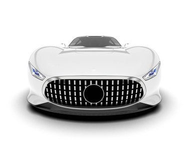 Beyaz arka planda izole edilmiş beyaz spor araba. 3d görüntüleme - illüstrasyon