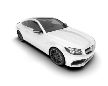White sport car isolated on white background. 3d rendering - illustration clipart