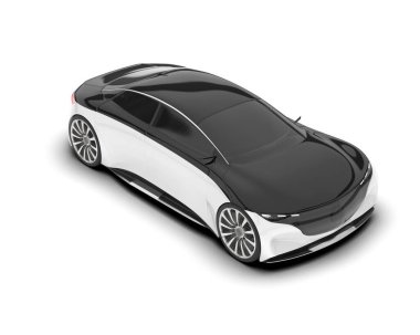 Beyaz arka planda izole edilmiş beyaz spor araba. 3d görüntüleme - illüstrasyon