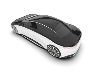 Beyaz arka planda izole edilmiş beyaz spor araba. 3d görüntüleme - illüstrasyon