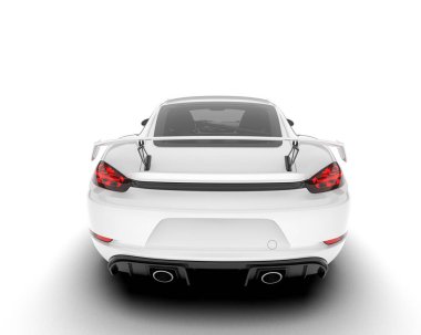 Beyaz arka planda izole edilmiş beyaz spor araba. 3d görüntüleme - illüstrasyon