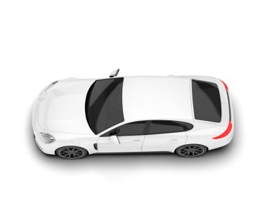 Beyaz arka planda izole edilmiş beyaz spor araba. 3d görüntüleme - illüstrasyon