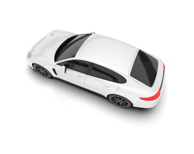 Beyaz arka planda izole edilmiş beyaz spor araba. 3d görüntüleme - illüstrasyon