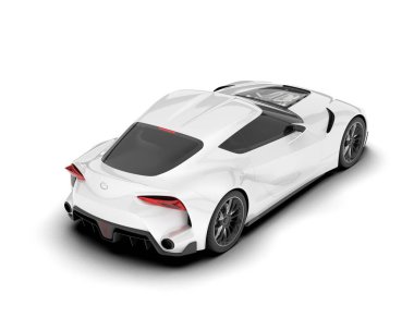 Beyaz arka planda izole edilmiş beyaz spor araba. 3d görüntüleme - illüstrasyon