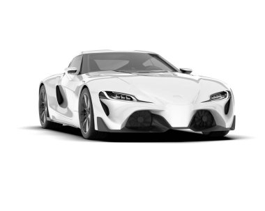 Beyaz arka planda izole edilmiş beyaz spor araba. 3d görüntüleme - illüstrasyon