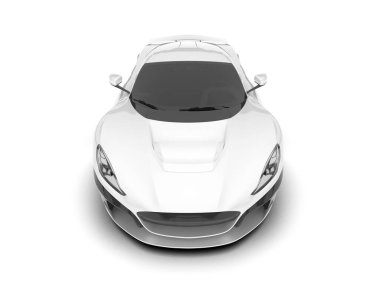 Beyaz arka planda izole edilmiş beyaz spor araba. 3d görüntüleme - illüstrasyon