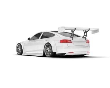 Beyaz arka planda izole edilmiş beyaz spor araba. 3d görüntüleme - illüstrasyon