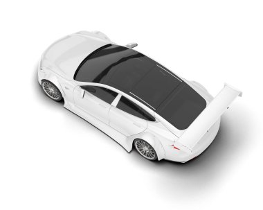 Beyaz arka planda beyaz spor araba. 3d görüntüleme - illüstrasyon