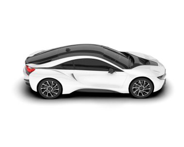 Beyaz arka planda beyaz spor araba. 3d görüntüleme - illüstrasyon