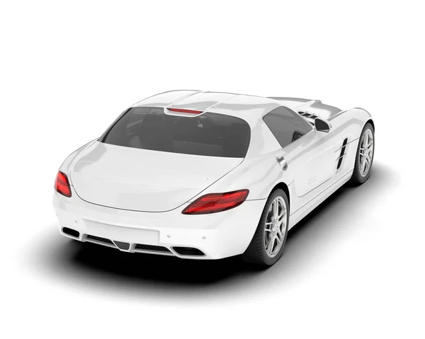 Carro Esporte Branco Isolado Fundo Branco Renderização Ilustração — Fotografia de Stock