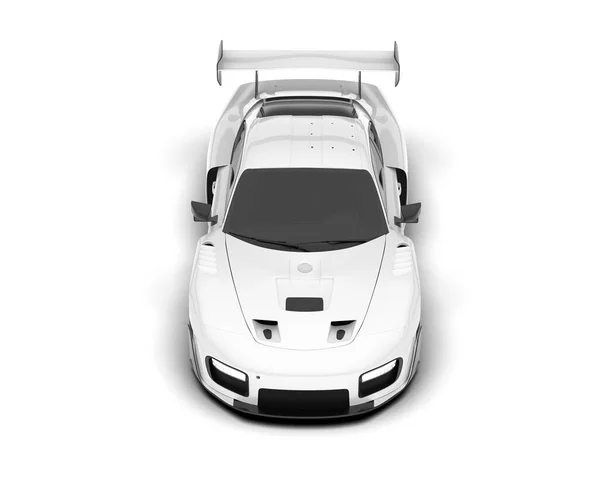 Fehér Sportkocsi Elszigetelt Fehér Háttérrel Renderelés Illusztráció — Stock Fotó