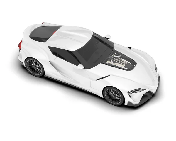 白色跑车与白色背景隔离 3D渲染 — 图库照片