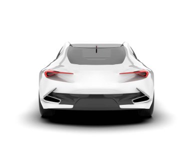 Beyaz arka planda beyaz spor araba. 3d görüntüleme - illüstrasyon