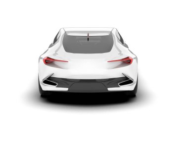 Beyaz arka planda beyaz spor araba. 3d görüntüleme - illüstrasyon