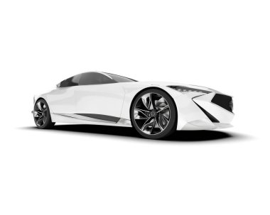 Beyaz arka planda beyaz spor araba. 3d görüntüleme - illüstrasyon