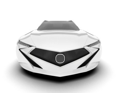 Beyaz arka planda beyaz spor araba. 3d görüntüleme - illüstrasyon