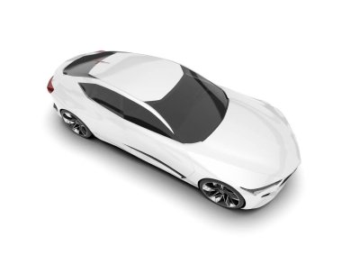 Beyaz arka planda beyaz spor araba. 3d görüntüleme - illüstrasyon