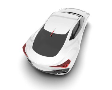 Beyaz arka planda beyaz spor araba. 3d görüntüleme - illüstrasyon