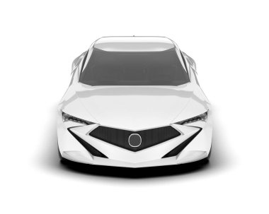 Beyaz arka planda beyaz spor araba. 3d görüntüleme - illüstrasyon