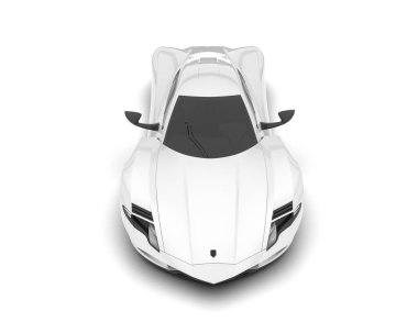 Beyaz arka planda beyaz spor araba. 3d görüntüleme - illüstrasyon