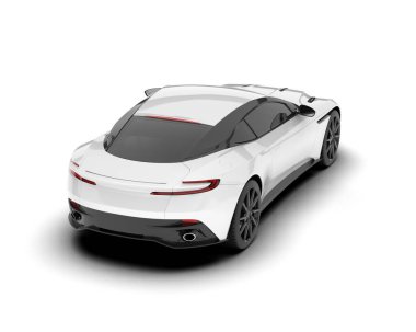 Beyaz arka planda beyaz spor araba. 3d görüntüleme - illüstrasyon