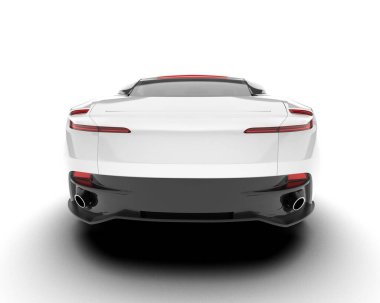 Beyaz arka planda beyaz spor araba. 3d görüntüleme - illüstrasyon