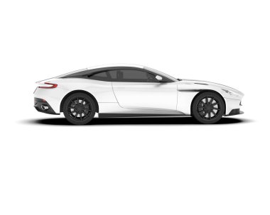 Beyaz arka planda beyaz spor araba. 3d görüntüleme - illüstrasyon