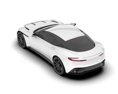 Beyaz arka planda beyaz spor araba. 3d görüntüleme - illüstrasyon