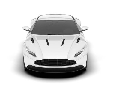 Beyaz arka planda beyaz spor araba. 3d görüntüleme - illüstrasyon