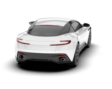 Beyaz arka planda beyaz spor araba. 3d görüntüleme - illüstrasyon