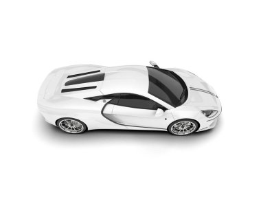 Beyaz arka planda beyaz spor araba. 3d görüntüleme - illüstrasyon