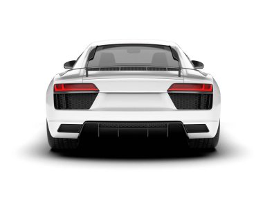 Beyaz arka planda beyaz spor araba. 3d görüntüleme - illüstrasyon