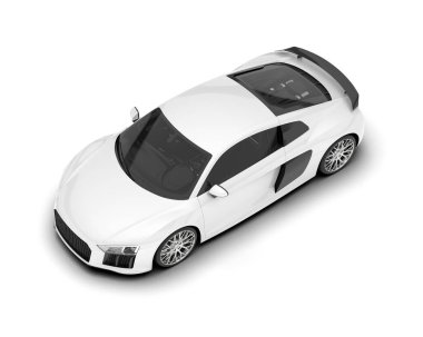 Beyaz arka planda beyaz spor araba. 3d görüntüleme - illüstrasyon